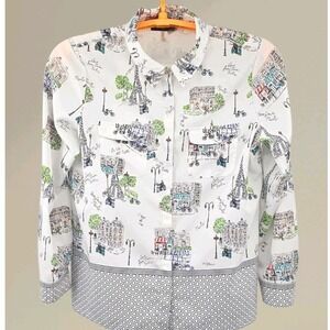 Karl Lagerfeld Paris "Parisian Sketch" Roll-Tab Button Down Shirt - Size L